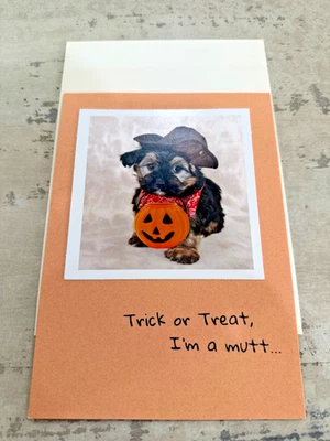 Recycled Paper Greetings Trick or Treat Mutt Funny Halloween Card - Image 1 of 3