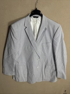 Jos A Bank 52R Extra Slim Blue Stripe Seersucker Stays Cool Blazer 100% Cotton - Picture 1 of 14
