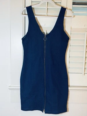 Derek Heart Denim Dress Size Large Bodycon Zipper Closer Women Jean New - Image 1 of 4