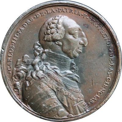 Mexico Charles III 1778 Proclamation Medal, Royal Academy, bronze. Grove-K-75B - Image 1 of 2