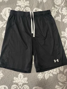 Boys Black Under Armour Drawstring Basketball Shorts Youth Large Loose Fit - Picture 1 of 3