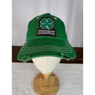 Irish Hat Green Shamrock Baseball Cap Trucker Distressed One Size Adjustable - Image 1 of 4