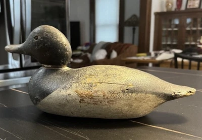 Señuelo de pato de madera tallada a mano firmado, vintage Foto 1 de 3