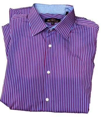 Camisa Ben Sherman Abotonada 15 1/2 Rojo/Azul Rayas Ciudad Abierta Preppy Informal M Foto 1 de 4