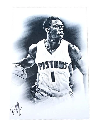 Реджи Джексон литография с автографом 12x18 Detroit Pistons B - Изображение 1 из 2