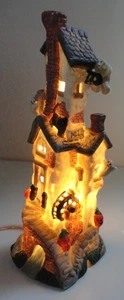 Casa delle matite stregata porcellana illuminata Halloween vintage con fantasmi ~ leggi bene - Foto 1 di 3