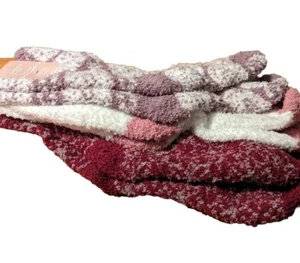 Summer & Rose Socks Cozy Chenille 3 Pair Shoe Sz 6-10 Raspberry, White,Gray NWT - Picture 1 of 6