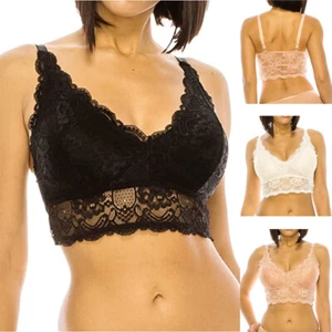 Youmita Wide Band Floral Lace Overlay Padded Bralette - Picture 1 of 8