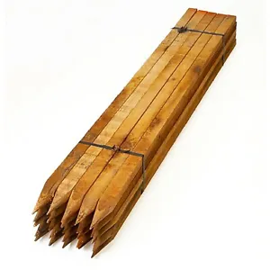 More details for wooden garden stakes thick square canes plant tree support thick fencing pegs