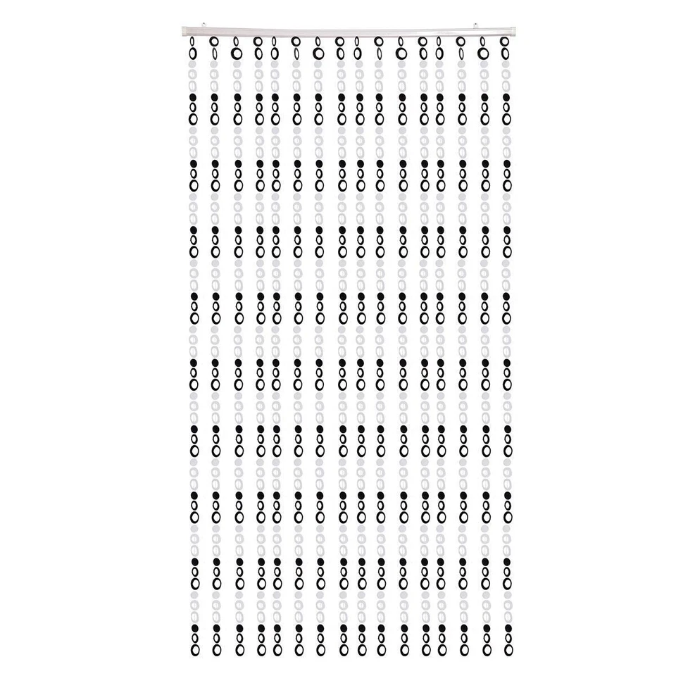 Hermosa ventana cortina con cuentas de acrílico, puerta, divisor de habitaciones - blanco y negro Foto 1 de 2