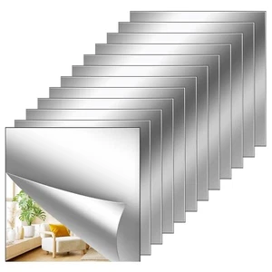 12Pack 12x12 Inch Acrylic Flexible Mirror Sheets Self-Adhesive Mirror Wall Tiles - Picture 1 of 8