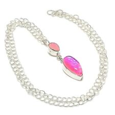 Pink Triplet Opal Gemstone Handmade 925 Sterling Silver Jewelry Necklace 18"