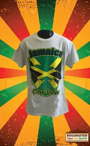 JAMAICA FLAG ONE LOVE T SHIRT LIGHT GREY ROOTS RASTA ONE LOVE LIMITED AMOUNT 060 - Picture 1 of 1