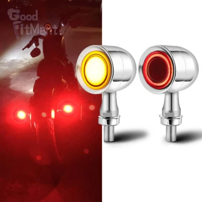 Luces de señal de giro LED cromadas intermitente de freno ámbar para Harley Davidson hierro XL883 Foto 1 de 4