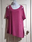 Chicos Travelers Magenta Half-Sleeve Asymmetric Tunic Top W/Cut Outs. Size 2 (L)