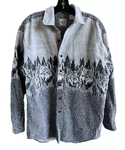 WESTERN PLAINS TRADING CO uomo lupi grigio nero abbottonato grande - Foto 1 di 14