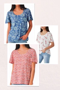 Camisa para mujer Lucky Brand ligera salón manga corta aleteada talla M - Imagen 1 de 9
