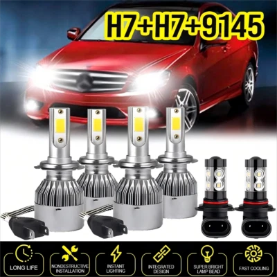 For Mercedes-Benz C230 2002-2006 2007 6x Combo LED Headlight Fog Light Bulbs - Image 1 of 4