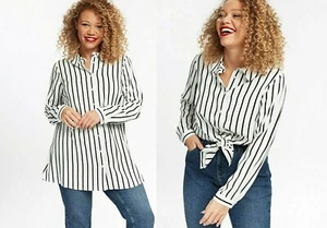 CAMISA EVANS BLANCA/NEGRA A RAYAS BLUSA MANGAS LARGAS ENROLLABLES Tallas Plus 14 a 2 - Imagen 1 de 5
