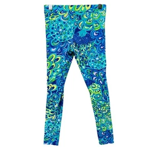 Lilly Pulitzer Maia Leggings Girls Blue Green Stretch Pull On Pants Size L 8-10 - Picture 1 of 9