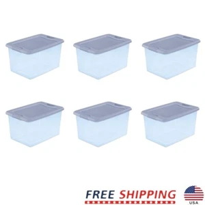 64 Qt Latching Storage Bins Set of 6 Stackable Plastic Organizers Home New - Picture 1 of 4
