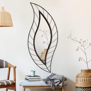 Wall Mirror Mounted Decorative Mirror Leaf Stylish Decor for Bathroom Vanity, Li - Picture 1 of 9
