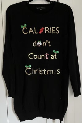 Vestido jersey negro con lentejuelas HEART & SOUL "Calorías no cuentan en Navidad" Foto 1 de 4