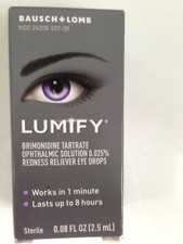 BAUSCH + LOMB LUMIFY EYE DROPS SMALL 2.5ml 0.08fl.oz REDNESS RELIEF Exp. 07/21