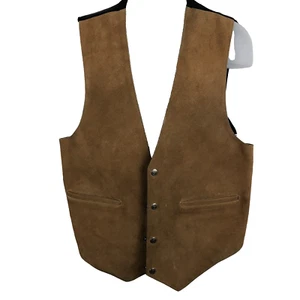Tribes Genuine Authentic Mens Leather Vest XL Brown Snap button front pockets - Bild 1 von 10