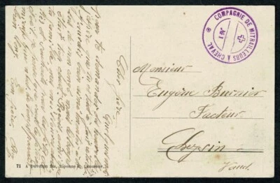 SG11 SWITZERLAND 1914 Postcard cancel Compagnie de mitrailleurs a cheval - Image 1 of 2