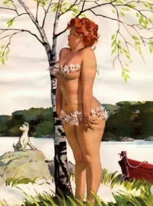 Estampado de reproducción vintage de Hilda talla grande para niña 11 x 14 #29 escondido detrás del árbol - Imagen 1 de 1