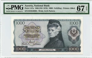 Austria, 1000 Schilling, P147a, 1966, PMG 67 - Picture 1 of 4