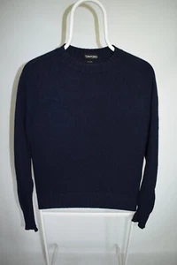 Tom Ford Wool Crewneck Knit Sweater Men's Size 46 Navy Blue TFK410 - Picture 1 of 13