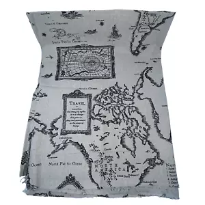 Tapiz mapa del mundo vintage tela algodón lino - decoración de viaje - hecho en China - Imagen 1 de 4