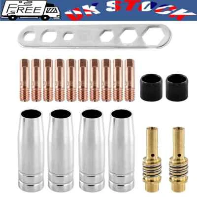 19x M6 0.8mm Torch Welder Contact Tips Holder Gas Nozzle For Welding MIG MB-15AK - Image 1 of 4