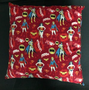 Bat/Supergirl Wonder Woman pattern Throw Pillow 16" x 15" - Picture 1 of 2
