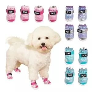 4pcs/set Waterproof Pet Snow Boots Anti-slip Dog Shoes Paw Protector Outdoor US - Picture 1 of 24