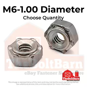 M6-1.0 6 Prong Short Pilot Hex Weld Nuts (Pick Quantity) - Picture 1 of 7