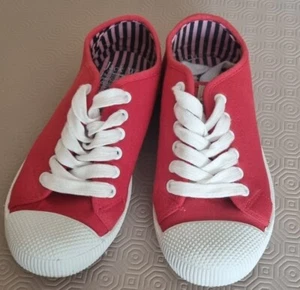 Jack Wills Ladies Red Cotton Canvas Pumps Lace Up Trainers  Size UK 3 - Picture 1 of 16