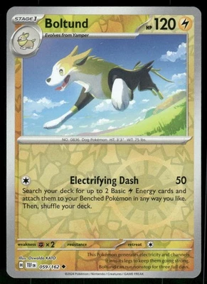 Boltund 059/162 Uncommon Reverse Holo NM Pokemon SV05: Temporal Forces - Image 1 of 2