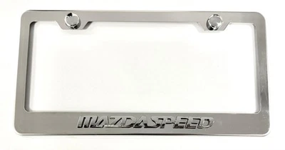 Marco de matrícula de acero inoxidable con emblema de velocidad Mazda 3D libre de óxido con tapas Foto 1 de 4