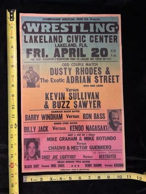 Póster réplica de evento de lucha libre CWA Dusty Rhodes Adrian Street Lakeland Florida Foto 1 de 2