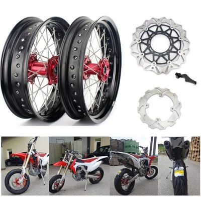 Para Honda Supermoto 17" Ruedas Discos Rotores CRF250R CRF450R 15-18 CRF450RX 17 18 Foto 1 de 4