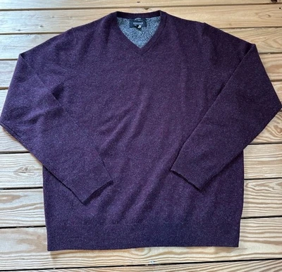 Suéter Nordstrom Hombre Cachemira Cuello en V Talla L Granate G1 Foto 1 de 4
