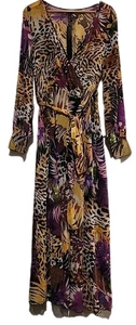 Spy Zone Exchange Maxikleid XL transparent Chiffon Laterne Slv tropisch Gepard neu mit Etikett - Bild 1 von 9