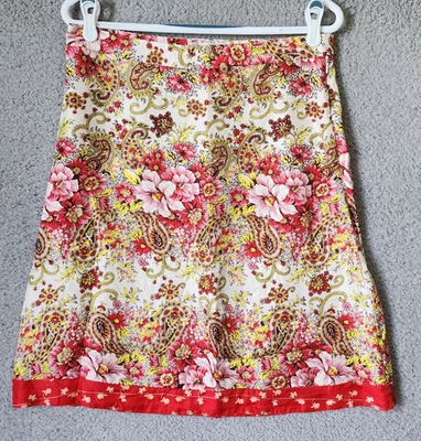 Saia feminina vintage Y2K Old Navy tamanho 6 100% seda comprimento do joelho multicolorida floral - Imagem 1 de 4