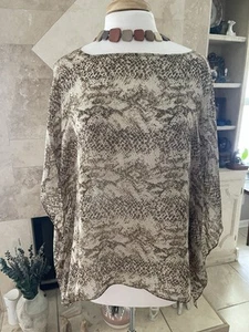 Talbot's Damen Shirt Overlay S M transparent Chiffon ärmellos Schal Top 100% Seide - Bild 1 von 8