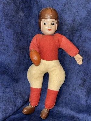 Molde soplado de celuloide de la década de 1930 jugador de fútbol americano y prendedor muñeca-hecho en Japón-8" Foto 1 de 4