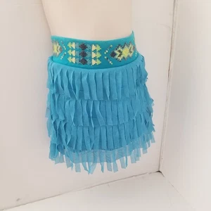 Colorful Girls Pocahontas Costume Aqua Skirt/ Skort Faux Bead Waist SZ 6 - Picture 1 of 9