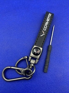 🔥Corvette Leather Keychain | For Chevy Corvette Z06 ZR1 Stingray Z51🏁 - Picture 1 of 4